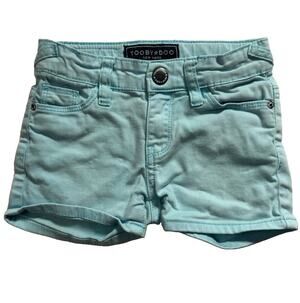 Toobydoo Jeans Girls Size 4 Aqua Blue Denim Shorts Stretch Cotton